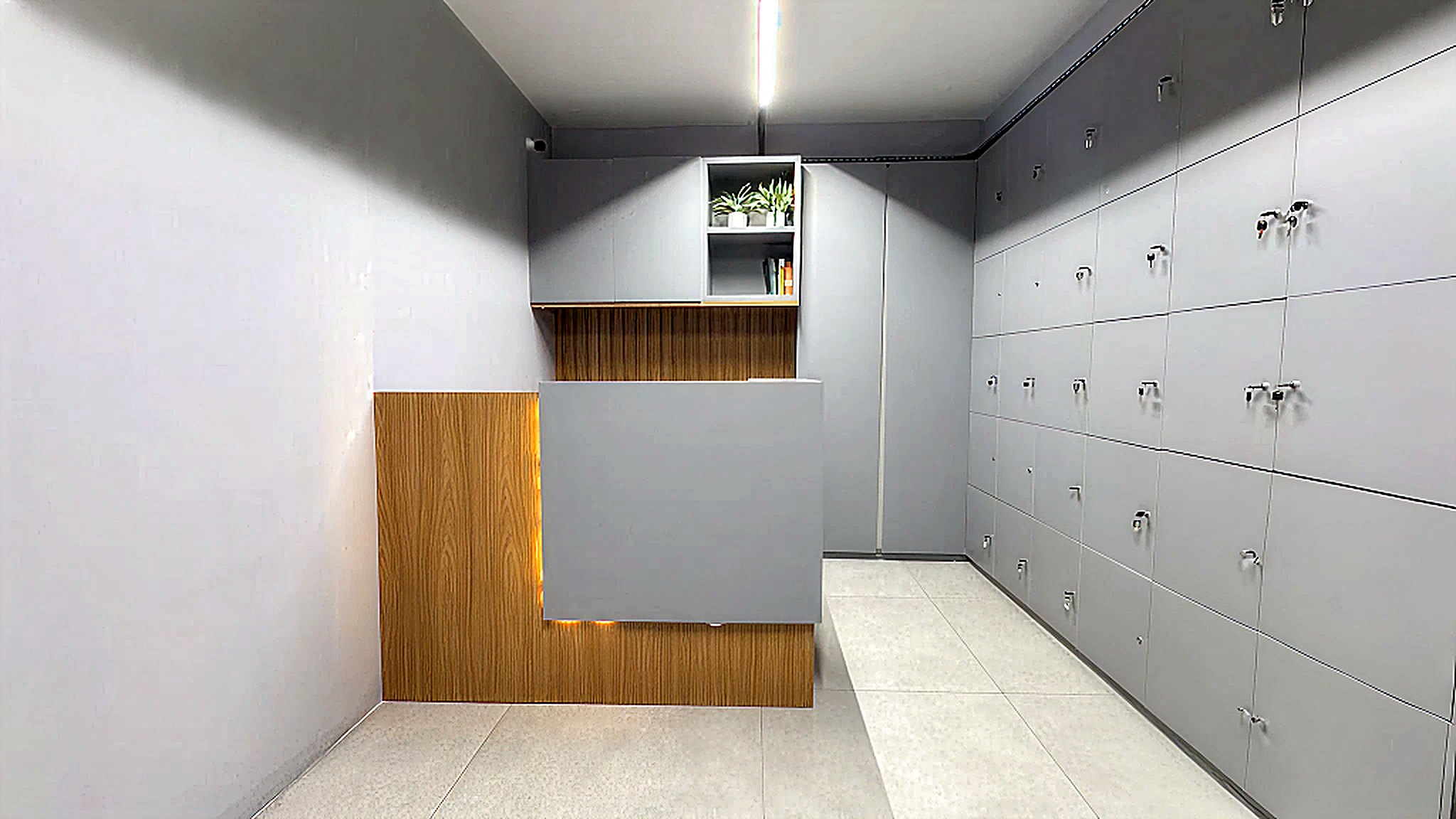 Sala de arquivo com armários